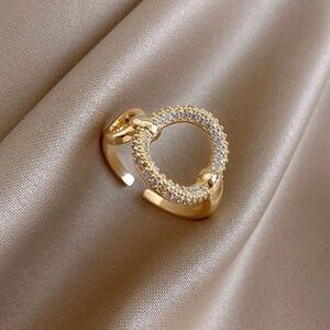 Elegant Gold Tone Ring with Crystal Accents